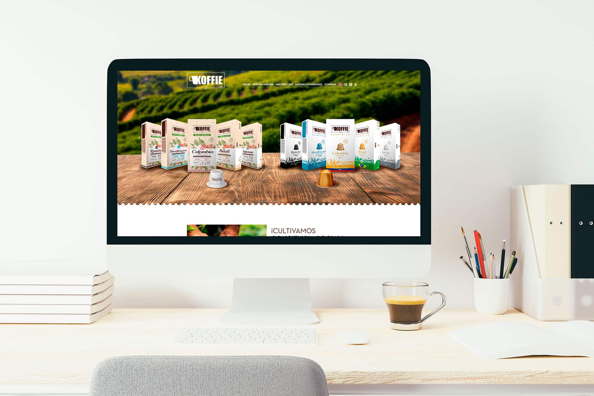 Diseño de página web para Koffie Cup, una marca de Prosol